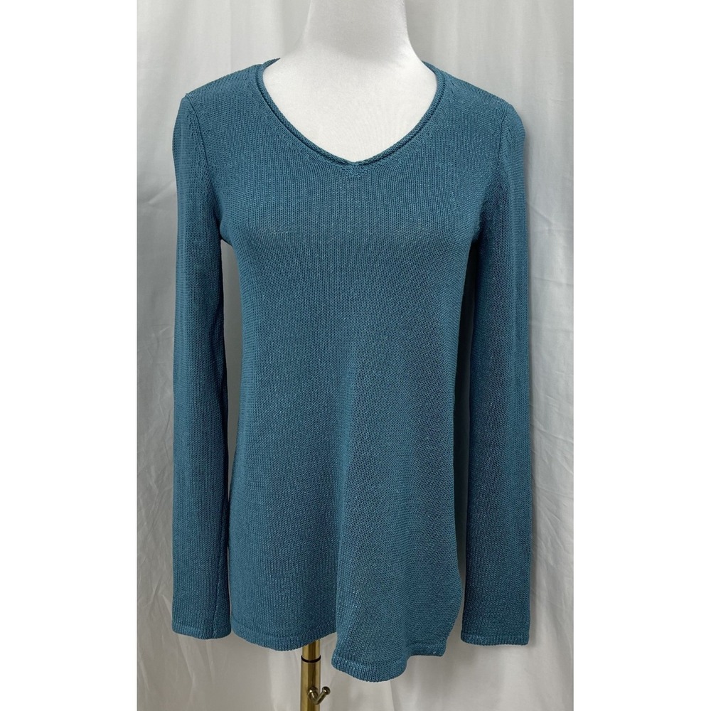 J McLaughlin Sweater Women XS Callum Havana Knit Yarn V Neck Pullover Coastal